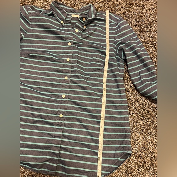 Gap Shrunken Boyfriend Shirt - Denim Blue with Teal Stripes - Size XS - Picture 10 of 10